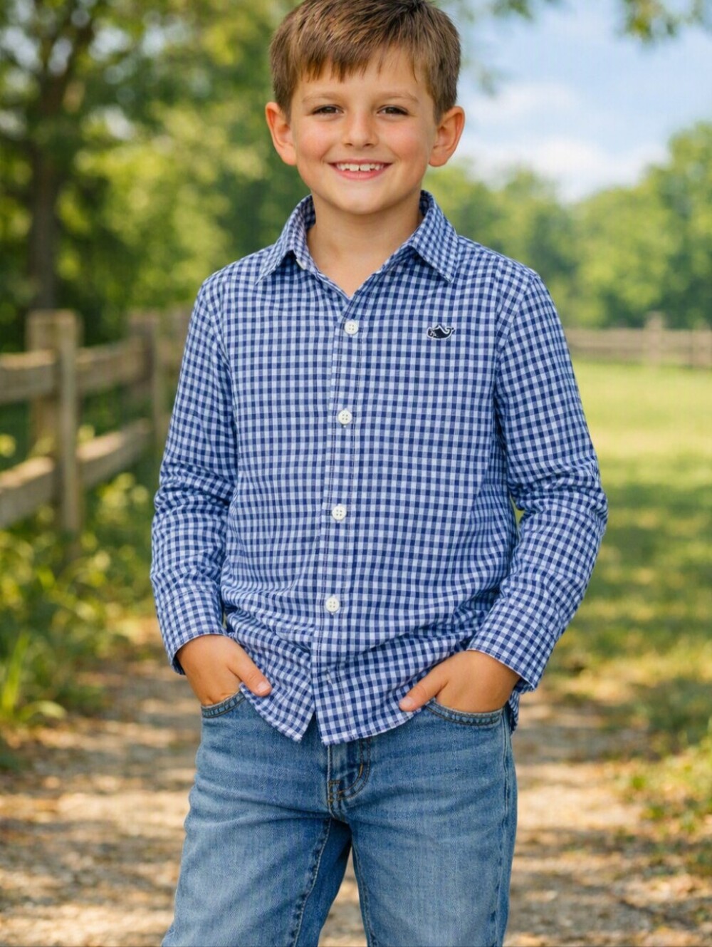 Boys Blue Vineyard Vines Button-Up Shirt